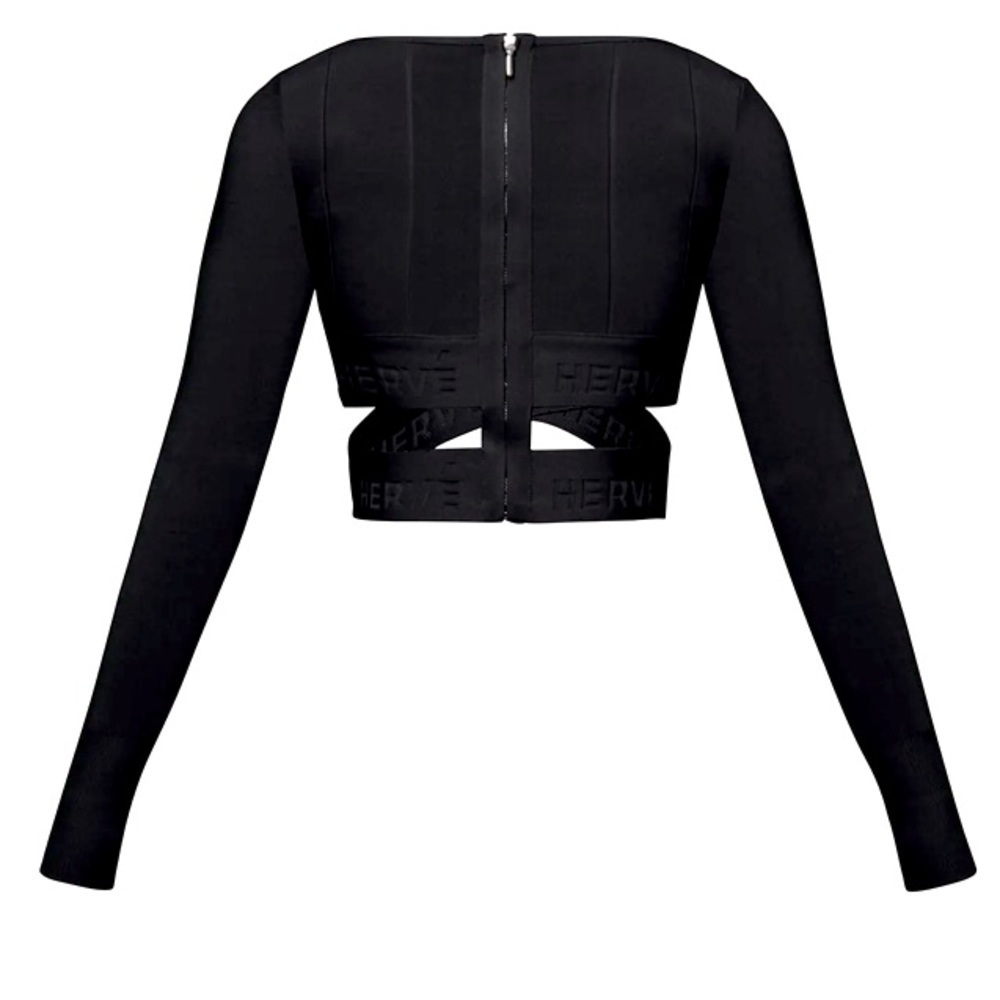 Herve Leger Black Bandage Bodycon Crop Top Size M - Picture 2 of 12